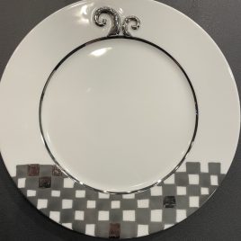 Barbara Flügel – set 2 borden 32 cm – platina ornamenten