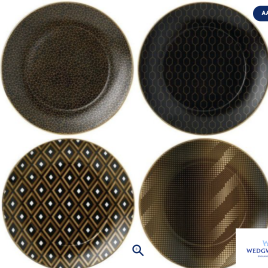 Wedgwood – Arris gold – Gio gold – set van 4 taartbordjes